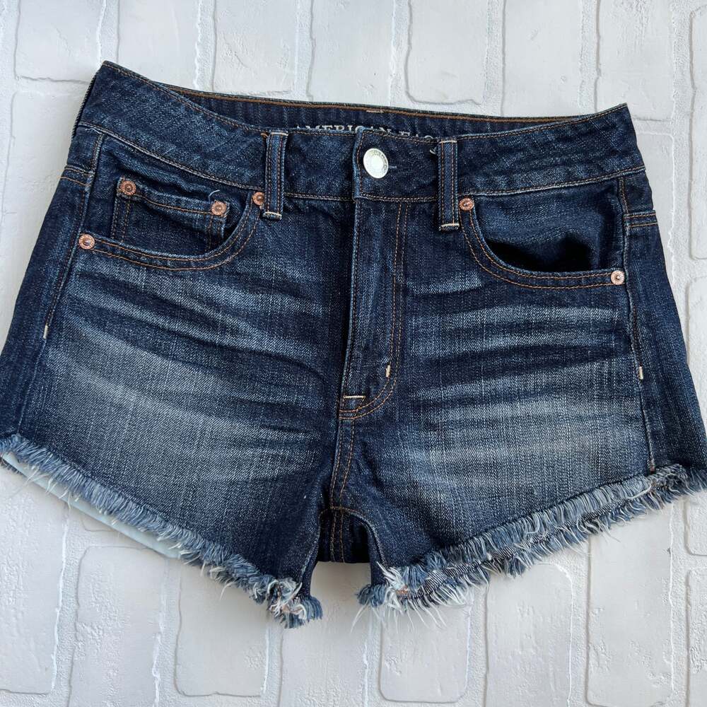 American Eagle Dark Wash High Rise Festival Cutoff Shorts -sz 2